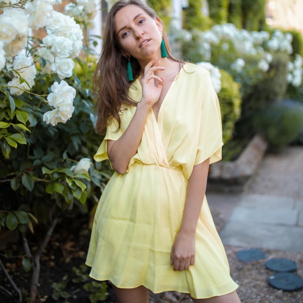 Zara satin yellow dress